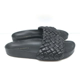 Loeffler Randall Sonnie Woven Slide Sandals Black Leather Size 8