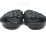 Loeffler Randall Sonnie Woven Slide Sandals Black Leather Size 8