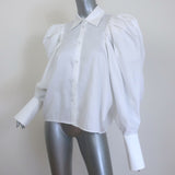 Khaite Brianne puff sleeve button-down shirt in white poplin, authentic pre-owned luxury.