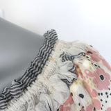 Chloé off-the-shoulder puff-sleeve top in cream with pink floral print, 65% cotton/35% silk — pre-owned, good condition