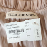 Ulla Johnson Olga Blouson Mini Dress Rose Plisse Satin Size 2 NEW