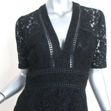 Veronica Beard Short Sleeve Mini Dress Sage Black Seamed Lace Size 2