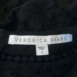 Veronica Beard Short Sleeve Mini Dress Sage Black Seamed Lace Size 2
