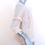 Ulla Johnson Emma Blouse Light Pink Embroidered Silk Size 2 Tassel Tie Top NEW