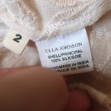 Ulla Johnson Emma Blouse Light Pink Embroidered Silk Size 2 Tassel Tie Top NEW