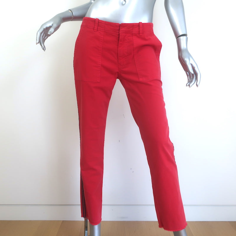 Nili Lotan East Hampton Side Stripe Pants Red Stretch Cotton Size 4