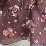 Ulla Johnson Leif Blouse Plum Floral Print Ruffled Silk Size 2 Short Sleeve Top