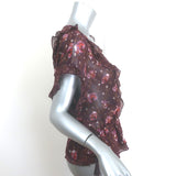 Ulla Johnson Leif Blouse Plum Floral Print Ruffled Silk Size 2 Short Sleeve Top