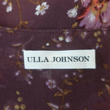 Ulla Johnson Leif Blouse Plum Floral Print Ruffled Silk Size 2 Short Sleeve Top