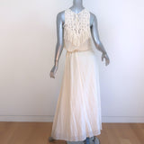 Ulla Johnson Miro Fringed Macrame Maxi Dress Ecru Cotton Size 2
