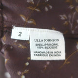 Ulla Johnson Leif Blouse Plum Floral Print Ruffled Silk Size 2 Short Sleeve Top