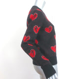 Saint Laurent Lightning Heart Sweater Black/Red Mohair-Blend Size Medium