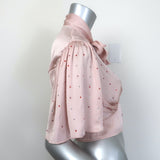 Paco Rabanne Crystal-Embellished Cropped Tie-Neck Blouse Pink Satin Size 38