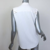 Chloe pinstripe sleeveless tie-neck button-down blouse in cream (acetate-viscose-cotton), authentic pre-owned.