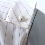Chloe pinstripe sleeveless tie-neck blouse, cream acetate-viscose-cotton blend, pre-owned luxury button-down top, size 38