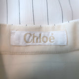 Chloe sleeveless pinstripe tie-neck blouse in cream acetate-viscose blend, pre-owned luxury button-down top