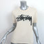 Stussy Sidney Logo Tee Ivory Brushed Knit Size Small Short Sleeve Sweater