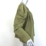 Ulla Johnson Lela Puff Sleeve Blouse Olive Silk Size 10