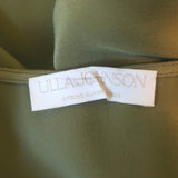 Ulla Johnson Lela Puff Sleeve Blouse Olive Silk Size 10