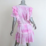 LoveShackFancy Natasha Ruffled Mini Dress Pink Tie Dye Cotton Size Large
