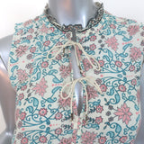 Ulla Johnson Tie-Neck Sleeveless Midi Dress Cream Floral Print Cotton Size 2 NEW