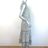 Ulla Johnson Tie-Neck Sleeveless Midi Dress Cream Floral Print Cotton Size 2 NEW
