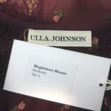 Ulla Johnson Magdalena Top Bordeaux Floral-Embroidered Georgette Size 4 NEW