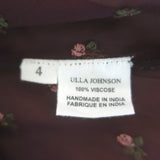 Ulla Johnson Magdalena Top Bordeaux Floral-Embroidered Georgette Size 4 NEW