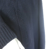 Alexander McQueen bicolor draped cardigan in navy and cream, luxurious 50% yak 50% wool blend, pre-owned