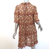 Isabel Marant Etoile Maiwenn Tiered Mini Dress Ochre Floral Print Cotton Size 34