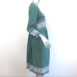 SEA Sabine Popover Dress Green Floral Print Silk Size 0 NEW