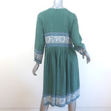 SEA Sabine Popover Dress Green Floral Print Silk Size 0 NEW