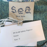 SEA Sabine Popover Dress Green Floral Print Silk Size 0 NEW