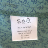 SEA Sabine Popover Dress Green Floral Print Silk Size 0 NEW