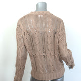 SABLYN Mitzy distressed cable-knit sweater in beige cotton-silk-cashmere blend, pre-owned and gently worn luxury knit