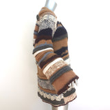 Stella McCartney Patchwork Boucle Sweater Brown/Multi Wool-Blend Size 40
