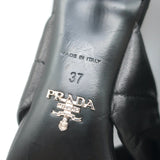 Prada Quilted Leather Mules Black Size 37 Kitten Heel Slide Sandals