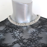 Alice + Olivia Vanita Crystal-Embellished Lace Crop Top Black Size Medium