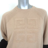 Givenchy 4G Bicolor Cashmere Crewneck Sweater Beige & Black Size Extra Small
