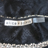 Alice + Olivia Vanita Crystal-Embellished Lace Crop Top Black Size Medium