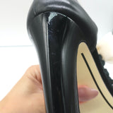 Chanel Camellia Bow T-Strap Sandals Black Leather Size 38.5 Open Toe Heels