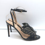 Valentino Studded Butterfly Sandals Black Leather Size 36.5 Ankle Strap Heels