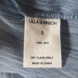 Ulla Johnson Clea Top Blue Crinkled Chiffon Size 2 Ruffled Sleeve Blouse