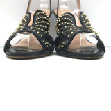 Valentino Studded Butterfly Sandals Black Leather Size 36.5 Ankle Strap Heels
