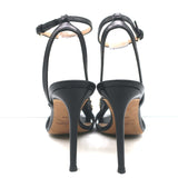 Valentino Studded Butterfly Sandals Black Leather Size 36.5 Ankle Strap Heels