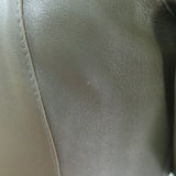GANNI lamb leather mini shirtdress with puff sleeves in olive, pre-owned authentic luxury, size 36