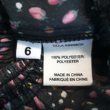 Ulla Johnson Tiered Mini Dress Floral Print Ruffled Satin Size 6 Long Sleeve