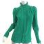 Isabel Marant Lamia Ruffle Neck Shirt Green Silk Size 34 Long Sleeve Blouse
