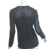 St. John Crystal-Embellished Long Sleeve Top Black Degrade Knit Size Small NEW