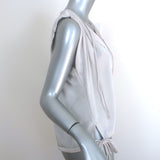 Isabel Marant Etoile Hervey Drawstring-Hem Top Silver Size 34 Sleeveless Blouse